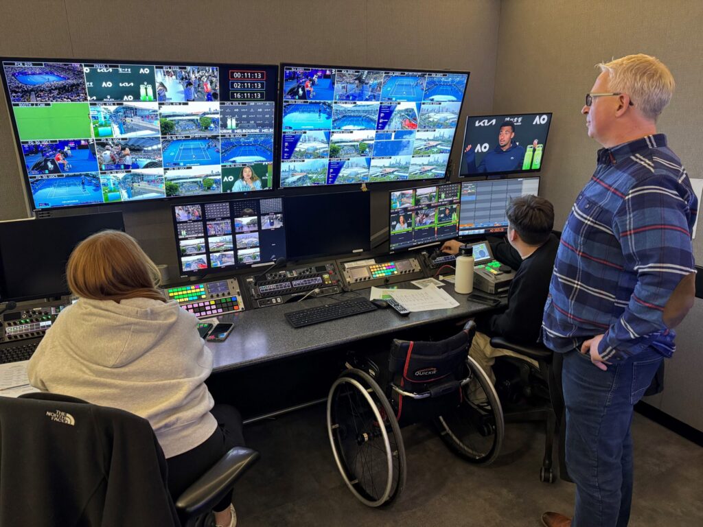 Live media production control room at ESPN's Australian Open