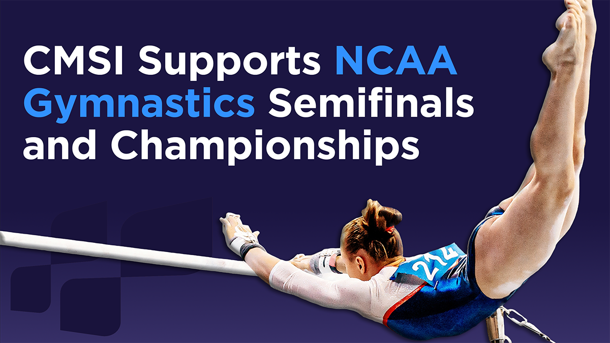 CMSI logo with gymnast doing a bar routine